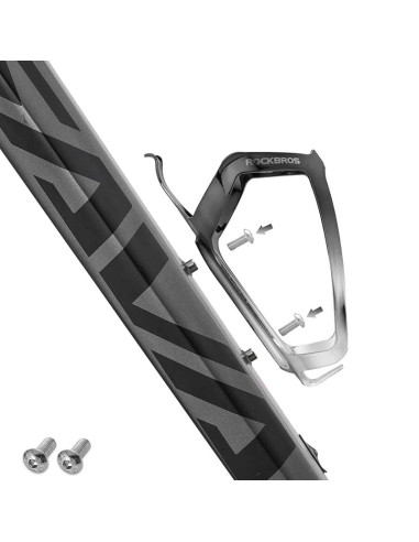 Koszyk na bidon rockbros rkl02 aluminiowy - czarno-srebrny