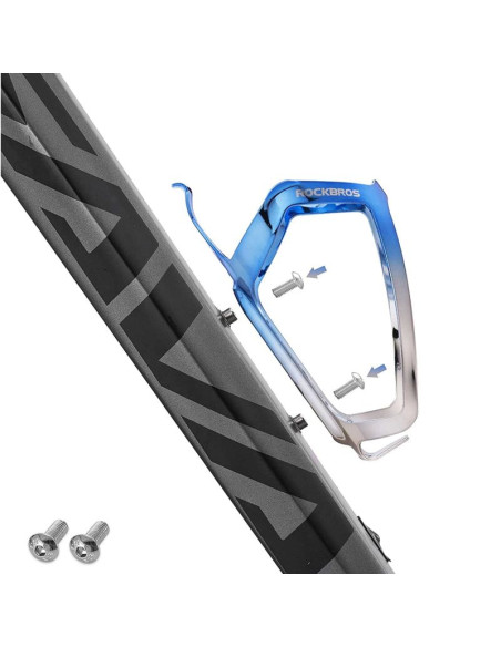 Koszyk na bidon rockbros rkl02 aluminiowy - niebiesko-srebrny