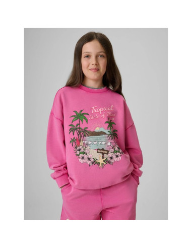 Bluza dresowa loose bez kaptura dziewczęca 4f 4fjrss26tswsf2970-54s