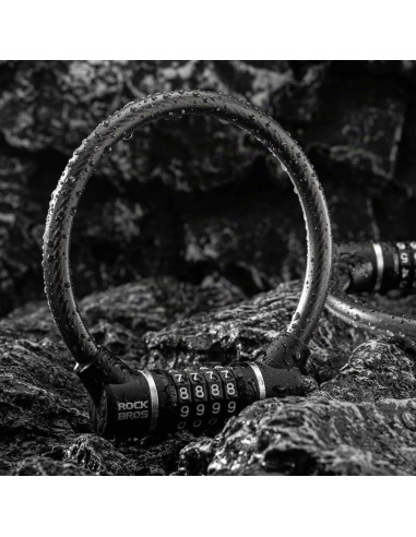 Zapięcie rowerowe rockbros 87639-4 na szyfr linka stalowa - czarne