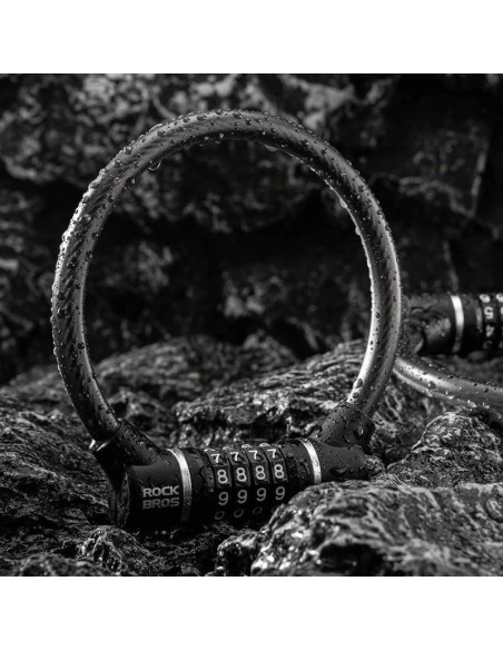 Zapięcie rowerowe rockbros 87639-4 na szyfr linka stalowa - czarne