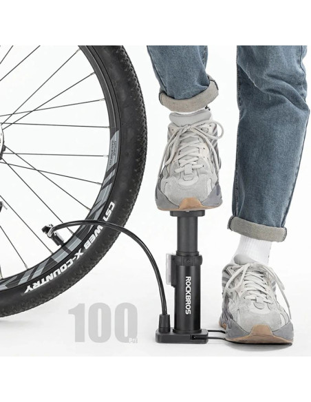 Pompka rowerowa rockbros 4522l nożna ultralekka - czarna
