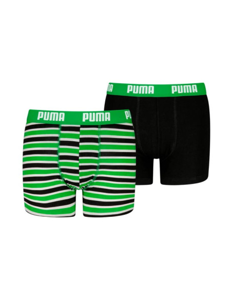 Bokserki dla dzieci puma everyday striped 2 pak zielono-czarne 938970 03