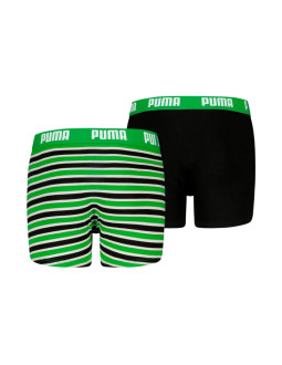Bokserki dla dzieci puma everyday striped 2 pak zielono-czarne 938970 03 2