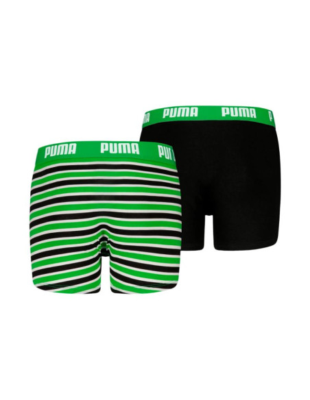 Bokserki dla dzieci puma everyday striped 2 pak zielono-czarne 938970 03