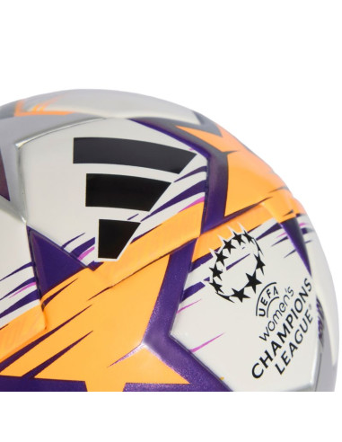 Piłka nożna adidas ucl womens mini 26/27 league stage biało-pomarańczowo-fioletowa ke5143