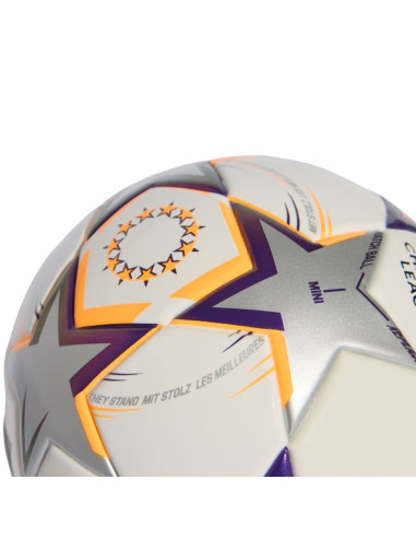 Piłka nożna adidas ucl womens mini 26/27 league stage biało-pomarańczowo-fioletowa ke5143
