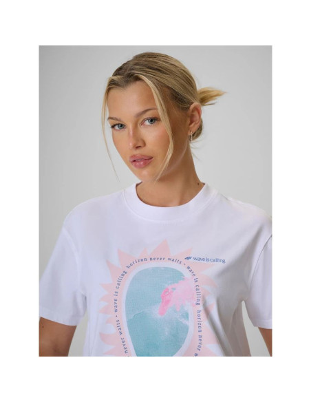 T-shirt z nadrukiem damski  4f 4frss26ttshf4536-10s