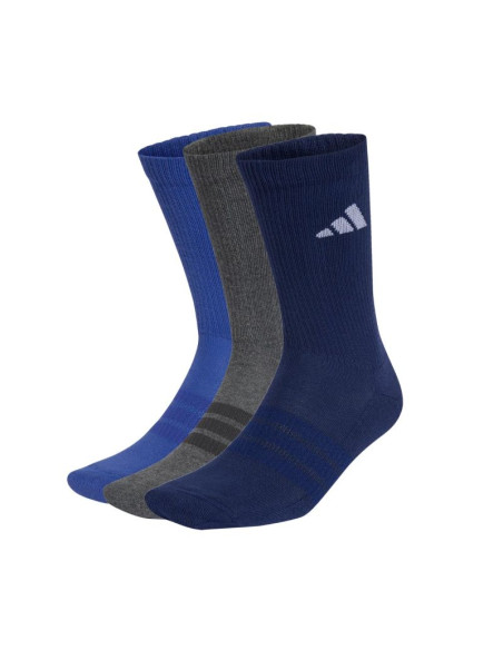 Skarpety adidas cushioned sportswear crew 3p granatowe, szare, niebieskie kq6762