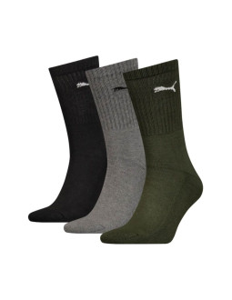 Skarpety puma crew 3 pary czarne, szare, zielone 880355 28