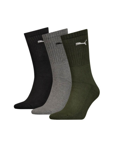 Skarpety puma crew 3 pary czarne, szare, zielone 880355 28