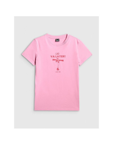 T-shirt regular z nadrukiem damski 4f 4frss26ttshf3448-56s