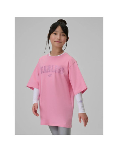 T-shirt loose z nadrukiem dziewczęcy 4f 4fjrss26ttshf3453-56s