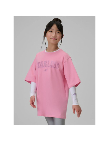 T-shirt loose z nadrukiem dziewczęcy 4f 4fjrss26ttshf3453-56s