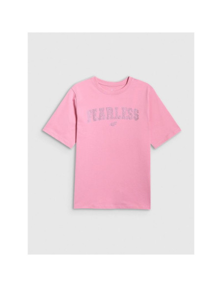T-shirt loose z nadrukiem dziewczęcy 4f 4fjrss26ttshf3453-56s