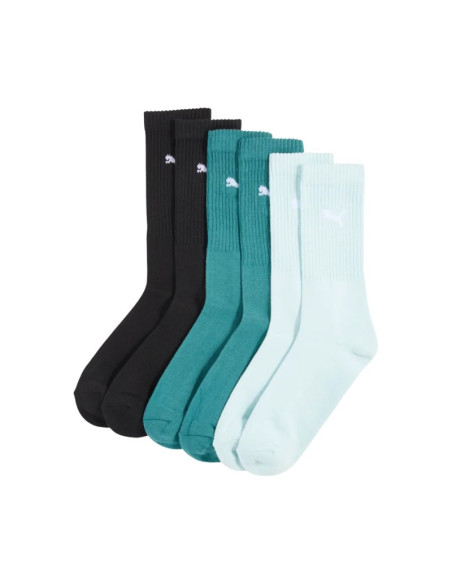 Skarpety puma crew 3 pary czarne, morska zieleń, błękitne 880355 41