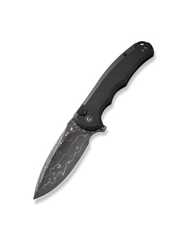 Nóż civivi button lock praxis alu black damast