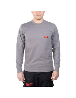 Milwaukee t-shirt z kieszonką z długim rękawem - jasnoszary wtlsgr-s