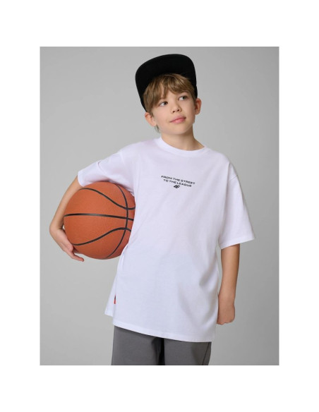 T-shirt loose z nadrukiem chłopięcy 4f 4fjrss26ttshm3835-10s