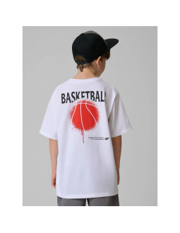 T-shirt loose z nadrukiem chłopięcy 4f 4fjrss26ttshm3835-10s 2