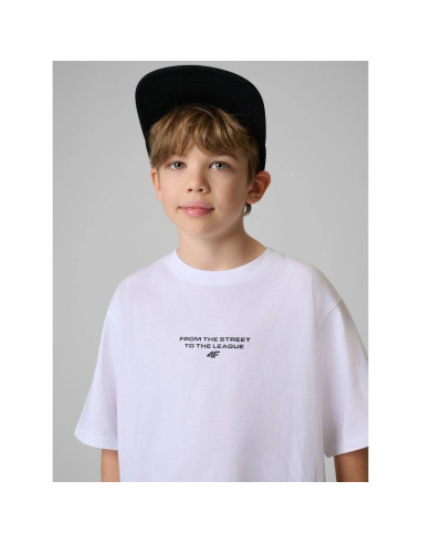 T-shirt loose z nadrukiem chłopięcy 4f 4fjrss26ttshm3835-10s