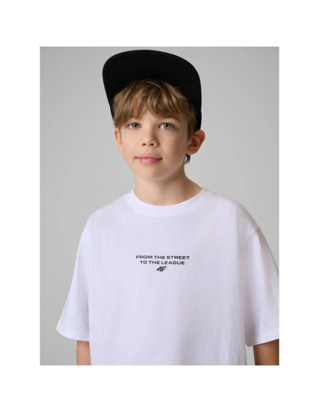 T-shirt loose z nadrukiem chłopięcy 4f 4fjrss26ttshm3835-10s