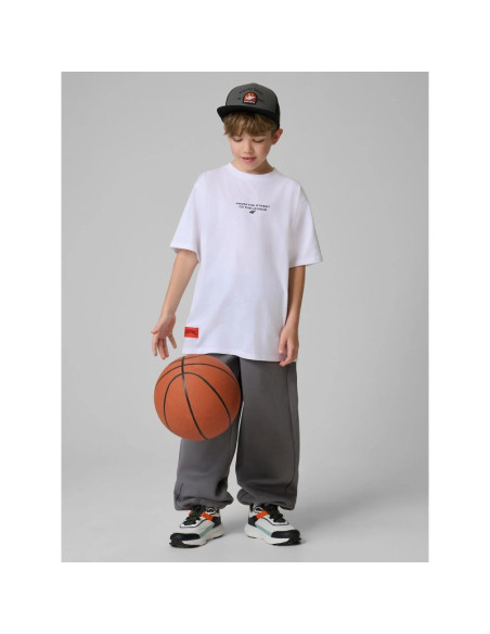 T-shirt loose z nadrukiem chłopięcy 4f 4fjrss26ttshm3835-10s