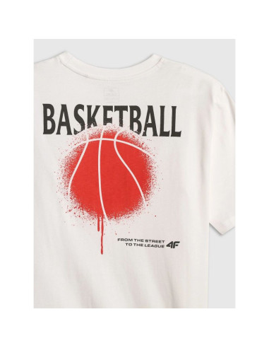 T-shirt loose z nadrukiem chłopięcy 4f 4fjrss26ttshm3835-10s