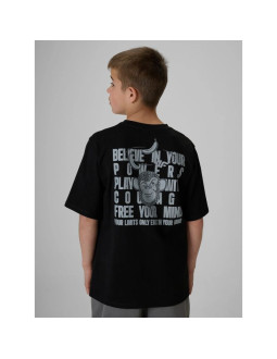 T-shirt loose z nadrukiem chłopięcy 4fjrss26ttshm4276-20s 2