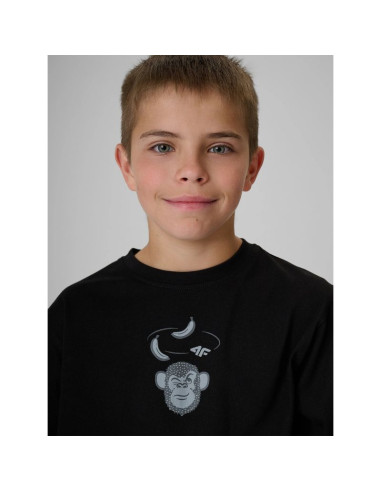 T-shirt loose z nadrukiem chłopięcy 4fjrss26ttshm4276-20s