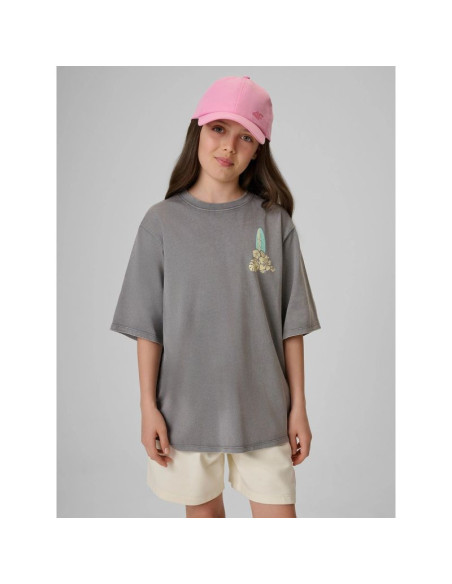 T-shirt loose z nadrukiem dziewczęcy 4f 4fjrss26ttshf3980-25s