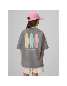 T-shirt loose z nadrukiem dziewczęcy 4f 4fjrss26ttshf3980-25s 2