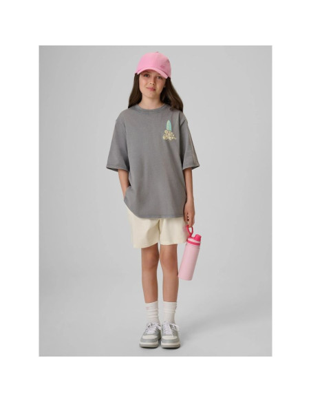 T-shirt loose z nadrukiem dziewczęcy 4f 4fjrss26ttshf3980-25s