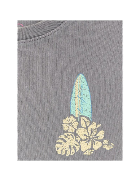 T-shirt loose z nadrukiem dziewczęcy 4f 4fjrss26ttshf3980-25s