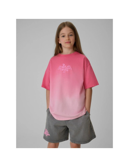 T-shirt loose z nadrukiem dziewczęcy 4f 4fjrss26ttshf4186-90a