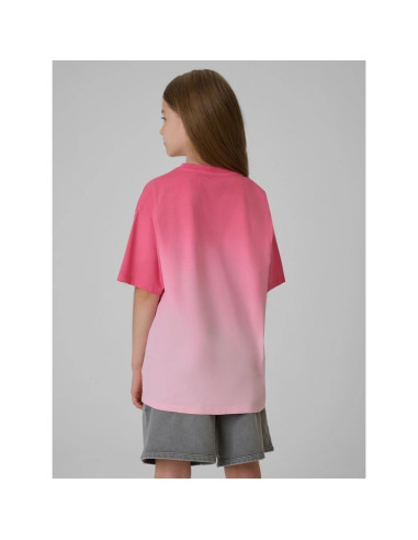 T-shirt loose z nadrukiem dziewczęcy 4f 4fjrss26ttshf4186-90a