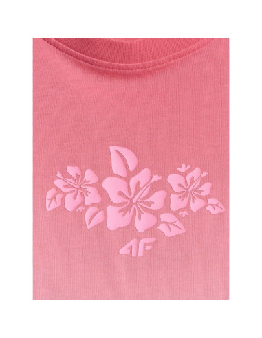 T-shirt loose z nadrukiem dziewczęcy 4f 4fjrss26ttshf4186-90a