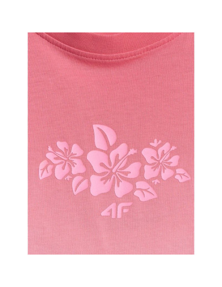 T-shirt loose z nadrukiem dziewczęcy 4f 4fjrss26ttshf4186-90a