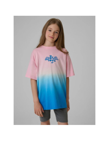 T-shirt loose z nadrukiem dziewczęcy 4f 4fjrss26ttshf4186-91a