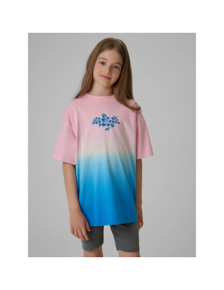 T-shirt loose z nadrukiem dziewczęcy 4f 4fjrss26ttshf4186-91a