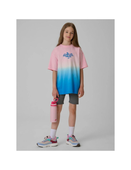 T-shirt loose z nadrukiem dziewczęcy 4f 4fjrss26ttshf4186-91a