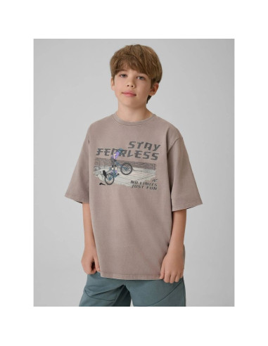 T-shirt loose z nadrukiem chłopięcy 4f 4fjrss26ttshm4279-25s