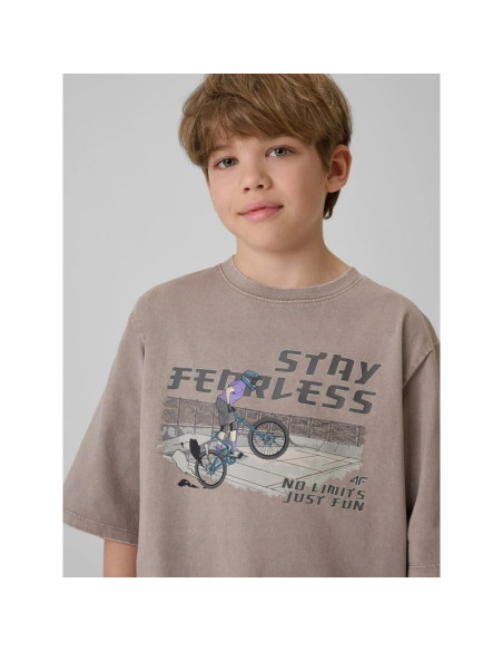 T-shirt loose z nadrukiem chłopięcy 4f 4fjrss26ttshm4279-25s