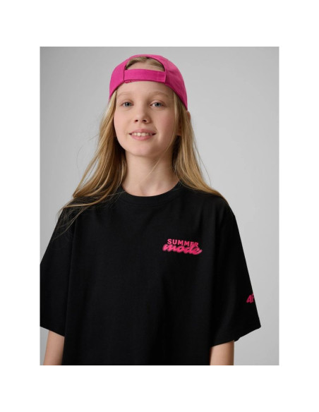 T-shirt loose z nadrukiem dziewczęcy 4f 4fjrss26ttshf3910-20s