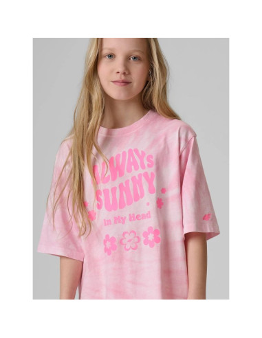 T-shirt bawełniany dziewczęcy 4f 4fjrss26ttshf3911-56a
