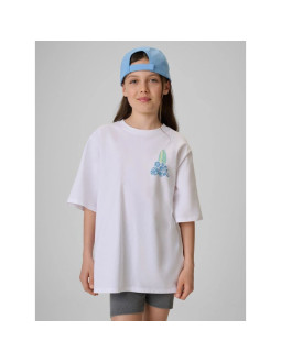 T-shirt loose z nadrukiem dziewczęcy 4f 4fjrss26ttshf3980-11s