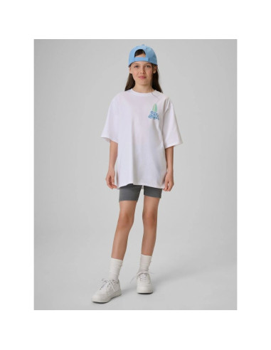 T-shirt loose z nadrukiem dziewczęcy 4f 4fjrss26ttshf3980-11s