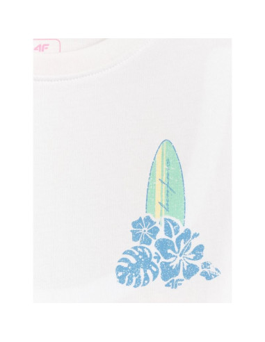 T-shirt loose z nadrukiem dziewczęcy 4f 4fjrss26ttshf3980-11s