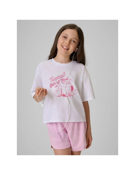 T-shirt bawełniany dziewczęcy 4f 4fjrss26ttshf3983-11s