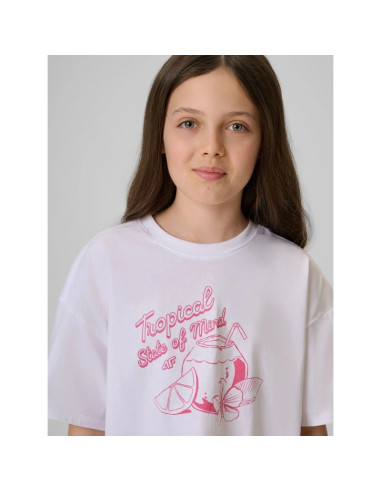 T-shirt bawełniany dziewczęcy 4f 4fjrss26ttshf3983-11s